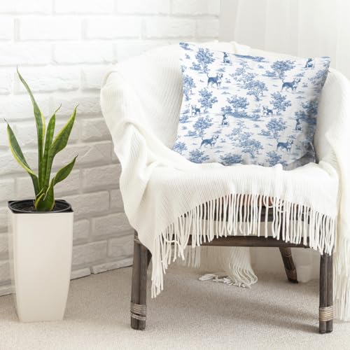 Chinoiserie Pitbull Dog Pillow Cover - 18x18 Flannel Cushion