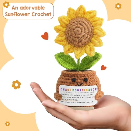 Handmade Crochet Sunflower Gift for Coworkers & Teachers