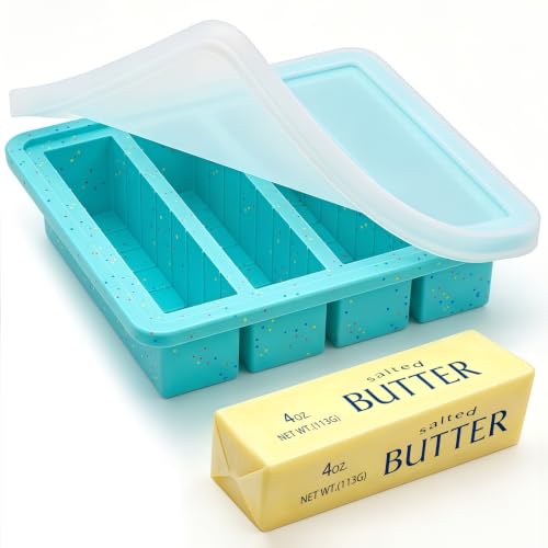 KASHME Butter Mold with Stainless Steel Frame - BPA Free Silicone, 4oz Portion, Aqua, 1 Pc