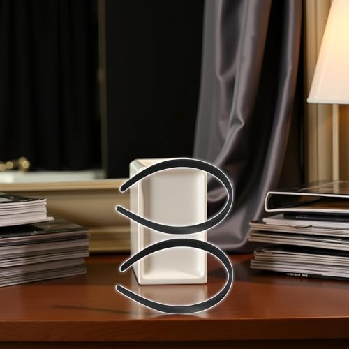 Black Satin Headbands Wide Anti-Slip Hair Hoops 2-Pack for Women and Girls