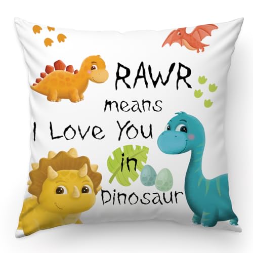 Dinosaur Couple Pillow Cover | 18x18 Flannel Cushion Case