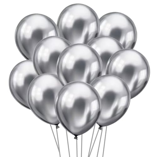 50pcs Silver 5-Inch Metallic Latex Balloons for Parties