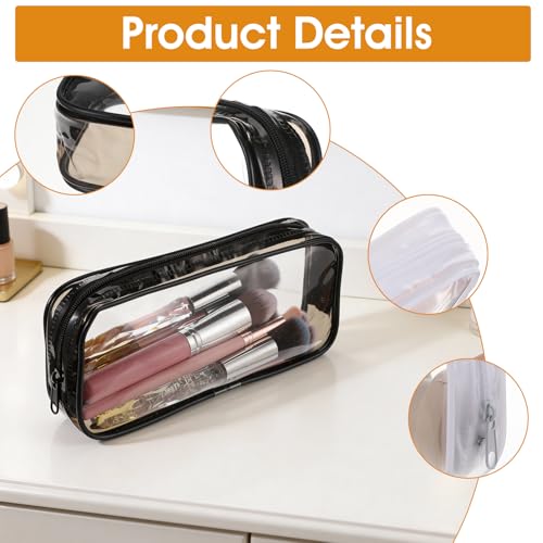 Clear Makeup Brush Bag 2-Pack - Portable PVC Travel Cosmetic Pouch