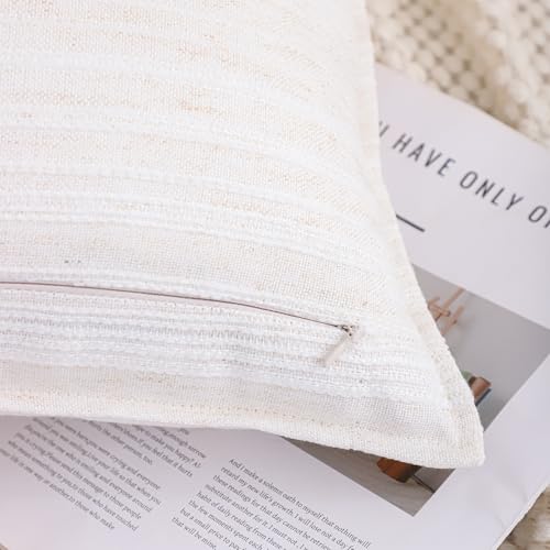 Tosleo Beige 18x18 Inch Boho Throw Pillow Covers Set of 2 - Chenille Home Decor