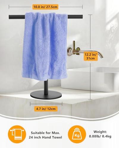 Matte Black T-Shape Hand Towel Holder Stand for Bathroom & Kitchen