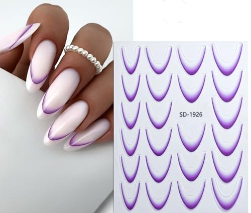 French Nail Art Stickers Self-Adhesive Decals with Tweezer 6 Sheets