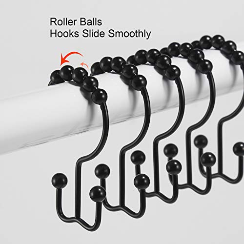 Goowin Stainless Steel Black Shower Curtain Hooks - Rust Proof & Smooth Sliding