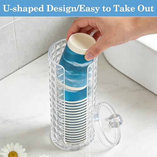 Legrape Clear Bathroom Cup Dispenser & Cotton Pad Holder Set - Space-Saving Organizers