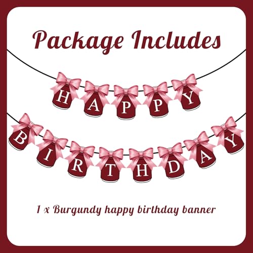 Burgundy Happy Birthday Banner - Retro Cola Can Design with Bow
