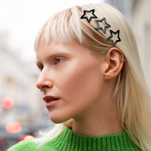 Gjinxi 12PCS Metal Star Snap Hair Clips 1.6 Inch Y2K Hair Barrettes