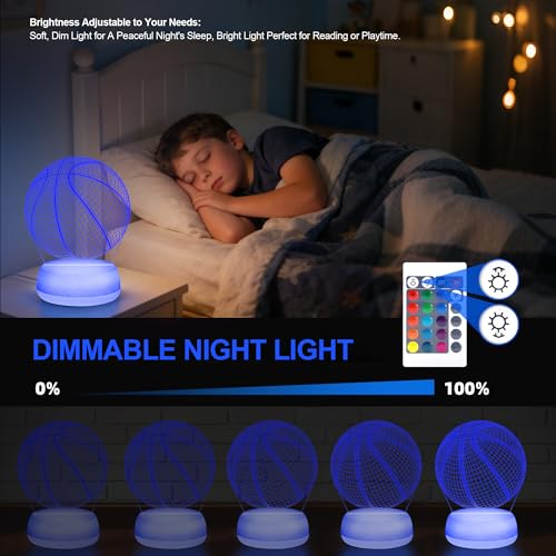 Sports Ball Night Light - 3D Acrylic Lamp with Remote & 16 Colors