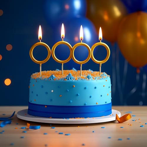 6 Pcs Gold Ring Birthday Candles for Kids' Cakes - Party Decor