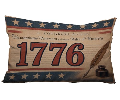 Vintage 1776 Patriotic Throw Pillow Cover - 12x20 Inch
