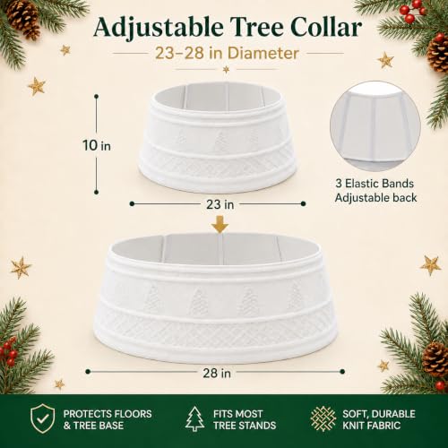 White Cable Knit Christmas Tree Collar 23-28 Inch Farmhouse Decor