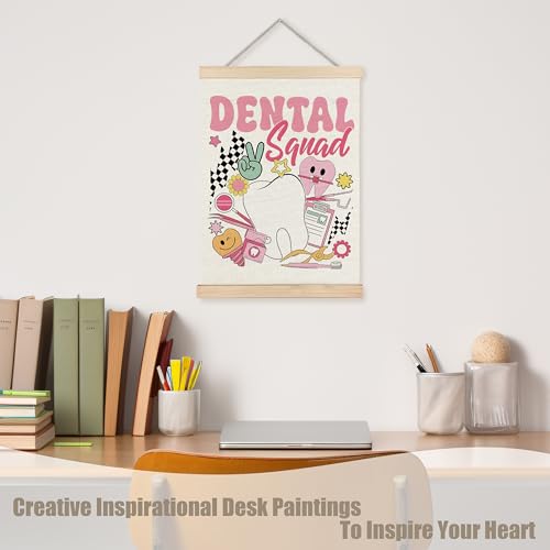 Dentist Wall Art Poster - 12x16 Inch Pink Dental Clinic Canvas Decor