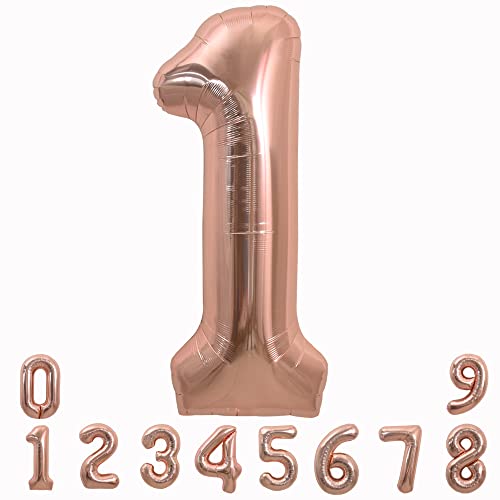 40 Inch Rose Gold Number 1 Balloon - Foil Mylar Birthday Decoration