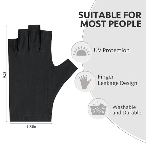 GAOY Anti UV Gloves for Gel Nail Lamp UPF50+ Fingerless Protection