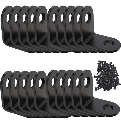 Black Corner Brackets - Stainless Steel L Bracket (20 Pack) 0.8x0.8x0.6"