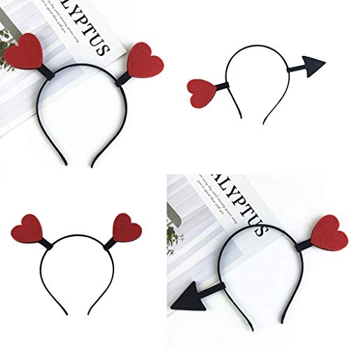 Valentine's Day Red Heart Arrow Bopper Headband Elastic Hair Hoop Costume