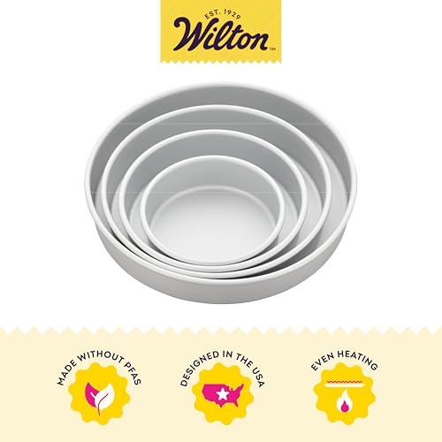 Wilton 4-Piece Round Cake Pan Set - PFAS-Free, 8-14 in.