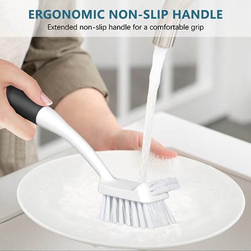 SetSail 3-Pack Dish Brush Set with Scraper Tip - Non-Slip Handle