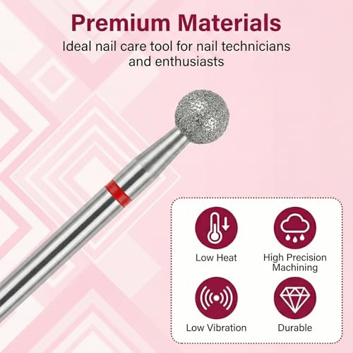 JJUNW 10 Pcs Ball Cuticle Nail Drill Bits, 5mm Carbide Manicure Bits