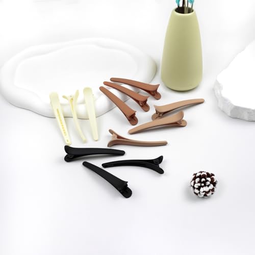 Zoolinn Matte Duckbill Hair Clips 12-Pack - No-Crease Sectioning Barrettes