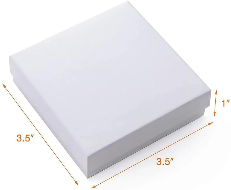 RJ Displays 6-Pack White Cotton-Filled Jewelry Gift Boxes, 3.5" x 3.5" x 1"