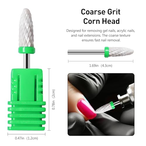 Kootinn 4 Pcs Ceramic Nail Drill Bits Set 3/32 Inch Professional Manicure Pedicure Cuticle Gel Removal Tool