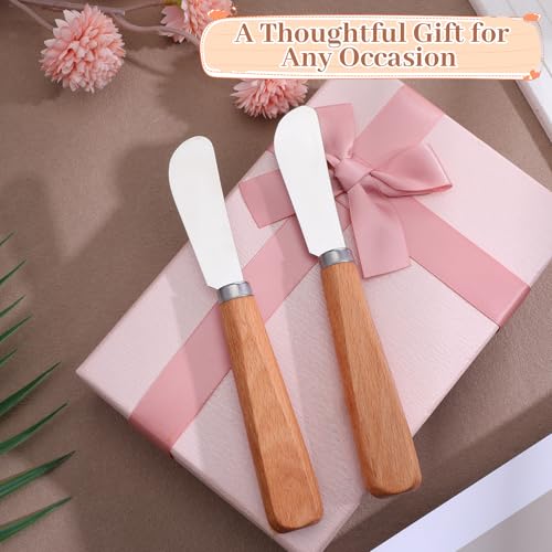Thinp 2-Piece Stainless Steel Butter Knife and Cheese Spreader with Wood Handle