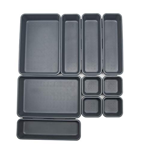 Interlocking Drawer Organizer Set for Kitchen, Office & Bathroom - 10 Pieces