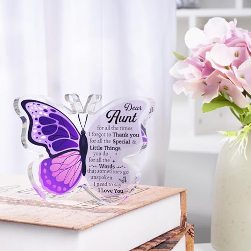 Aunt Acrylic Plaque - Engraved Butterfly Gift from Niece