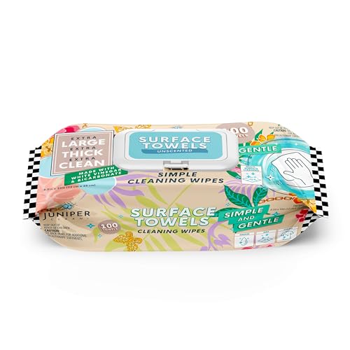 Juniper CLEAN Biodegradable All-Purpose Cleaning Wipes, Unscented, 100 Count