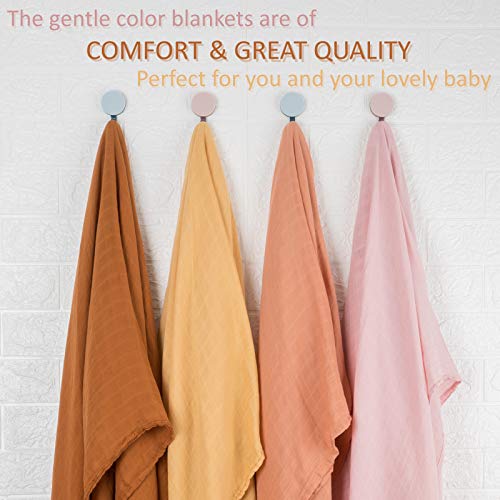 Meracorallo Muslin Swaddle Blanket - Soft Bamboo Cotton, Orange, 47x47"