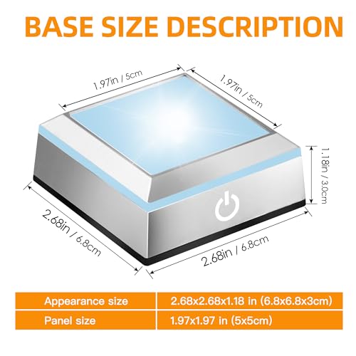 EUSTUMA LED Light Display Base - Square Silver Stand for Crystal Spheres
