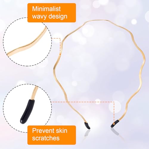 Metal Wavy Headbands for Women - Gold and Silver Hair Accessories 2 Pcs