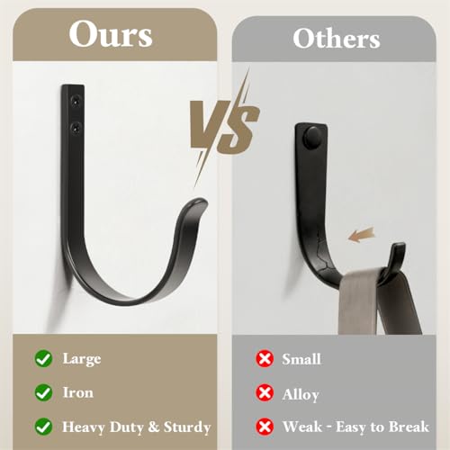 Heavy Duty Black Wall Hooks - 16 Pack for Coats, Towels & Bags