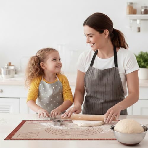 TREASO 24" x 16" Silicone Pastry Mat - Double Thickness Baking & Rolling Mat