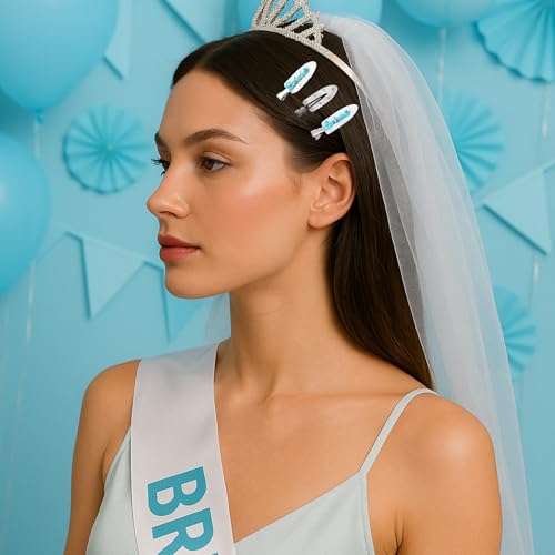 Bridal Hair Clips 5-Piece Set – White & Blue Bride & Bridesmaid Accessories