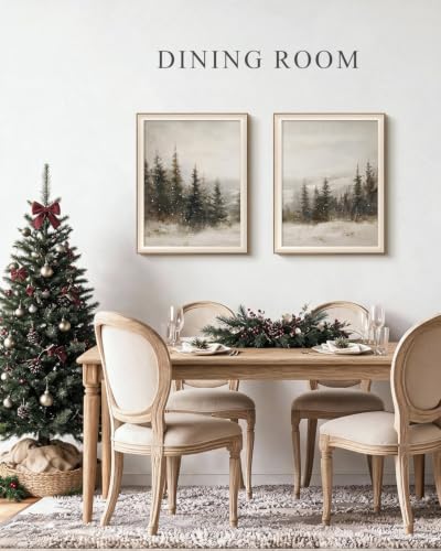 Silent Forest Framed Christmas Pine Forest Wall Art Set 16x20 inch