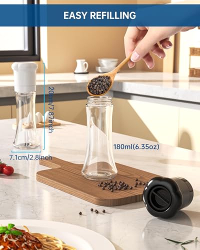 CIRCLE JOY Tall Black Manual Salt and Pepper Grinder Set with Ceramic Blades