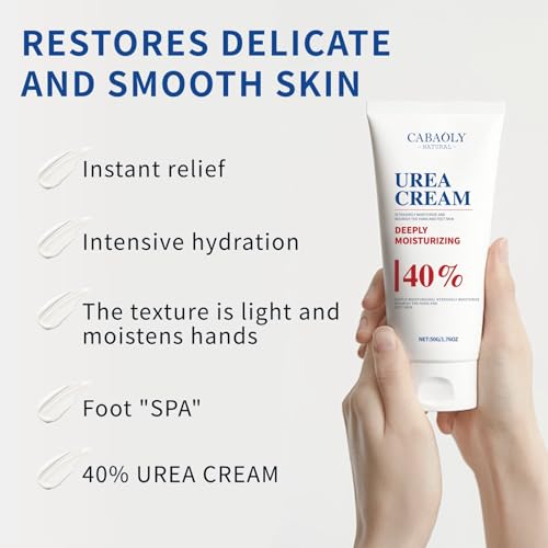 CABAOLY 40% Urea Cream for Dry Cracked Heels, Hands, and Feet