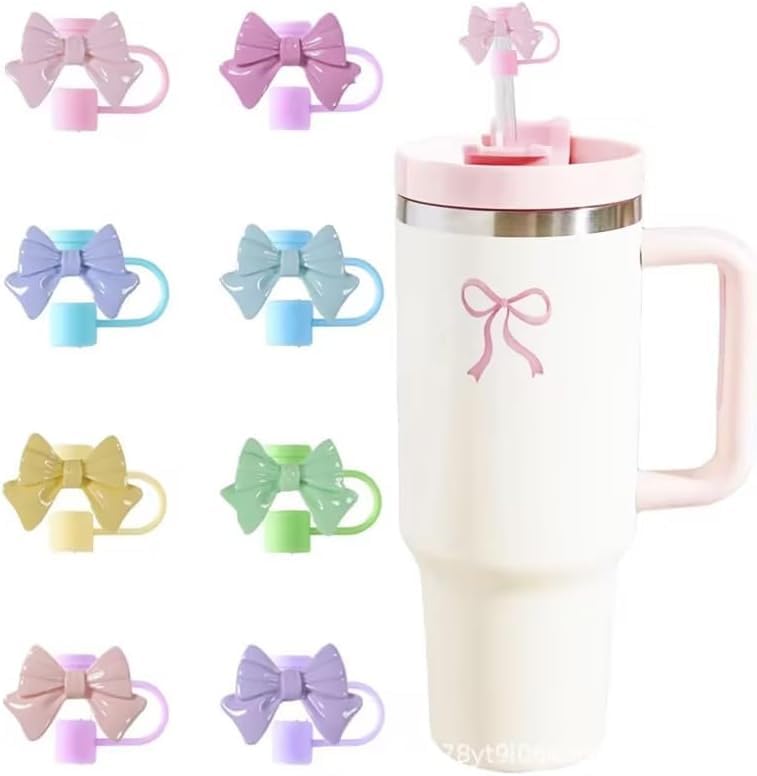 Silicone Straw Covers for Stanley Cup Tumblers - 3 Pcs Bow Design