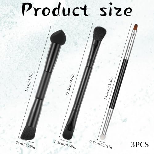 Aiyorse 3 Pcs Dual Ended Hairline Concealer Brush Set with Sponge Tip