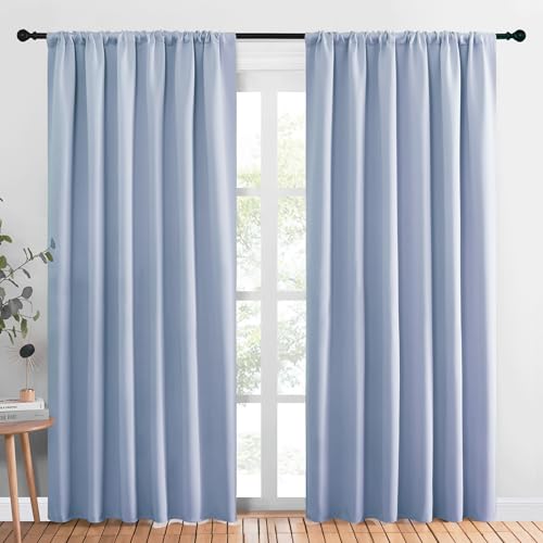 NICETOWN Vintage Blue Room Darkening Curtains, Set of 2 Panels, 62x84