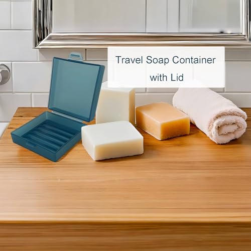Elimeta Matt Blue Travel Soap Container Square Shower Bar Holder for Handmade Soap