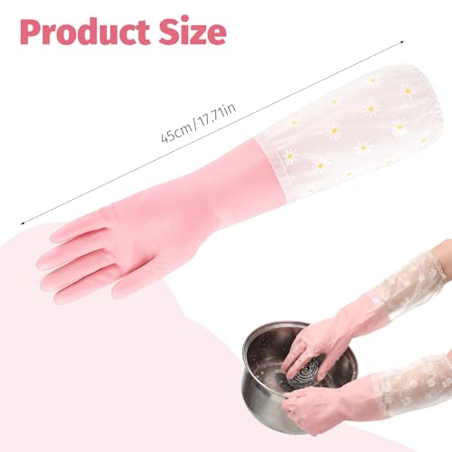 Pink Reusable Dishwashing Gloves - Non-Slip Kitchen & Gardening