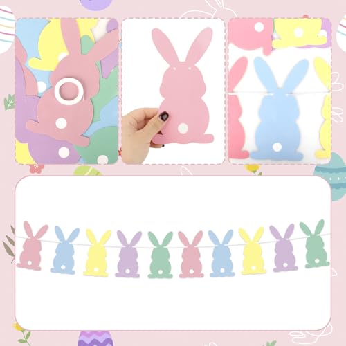Colorful Easter Bunny Banner - 10 Rabbits Garland for Parties