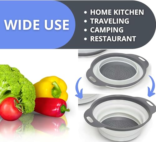 White Silicone Collapsible Colander - 1PC Small Kitchen Strainer