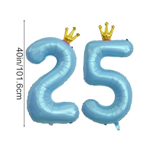 40 Inch Baby Blue Number 25 Crown Balloon Set for Celebrations